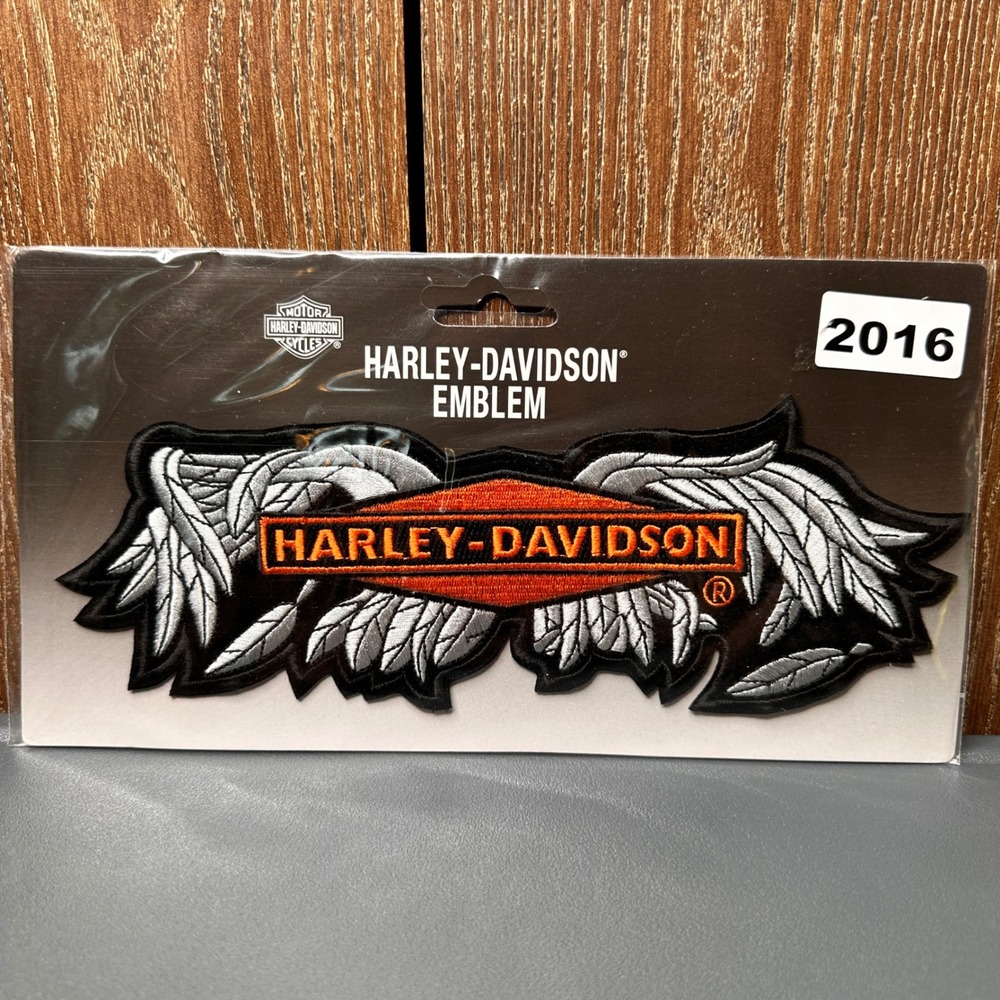 NEW 2006 Harley-Davidson 10" Winged Logo Embroidered Patch Black Orange RARE Y2K